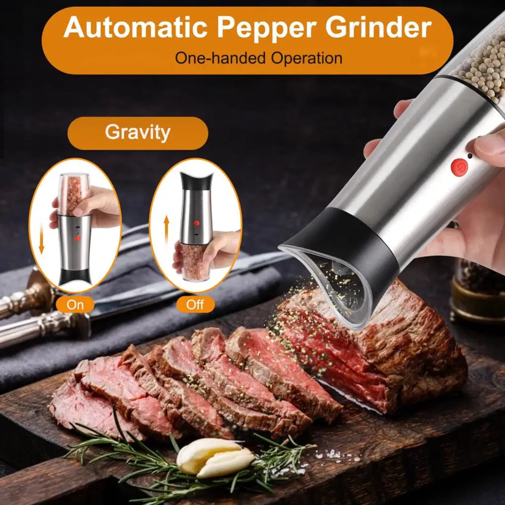 Electric Salt and Pepper Grinder Mill Rechargeable USB Gravity Pepper Mill Adjustable Grind Coarseness High Capacity Salt Shaker images - 6