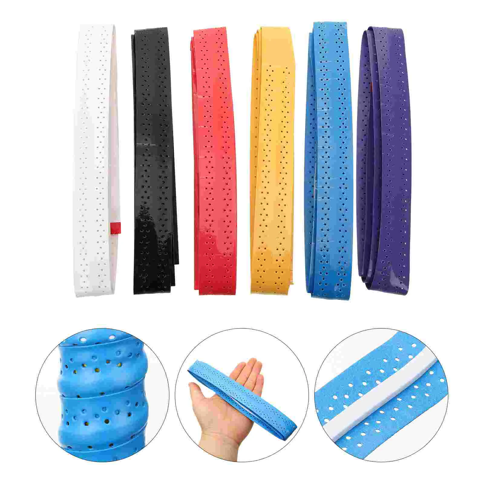 

6 Pcs Tennis Racket Sweatband Pickelball Overgrips Strap Badminton Pu Racquet Tape Thickening