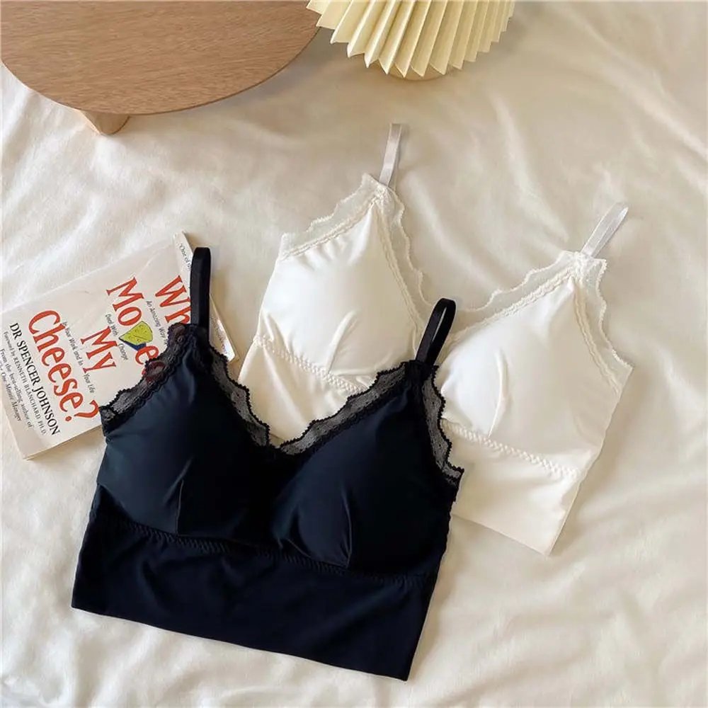 

Ice Silk Beauty Back Underwear Women's Spring Summer Lace Tube Top Camisole Without Steel Ring Gather Bra