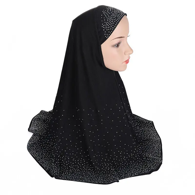 

One Piece Amira Women Muslim Instant Scarf Hijab Diamonds Niqab Khimar Islamic Prayer Hijabs Pull On Ready Made To Wear Cap Hat