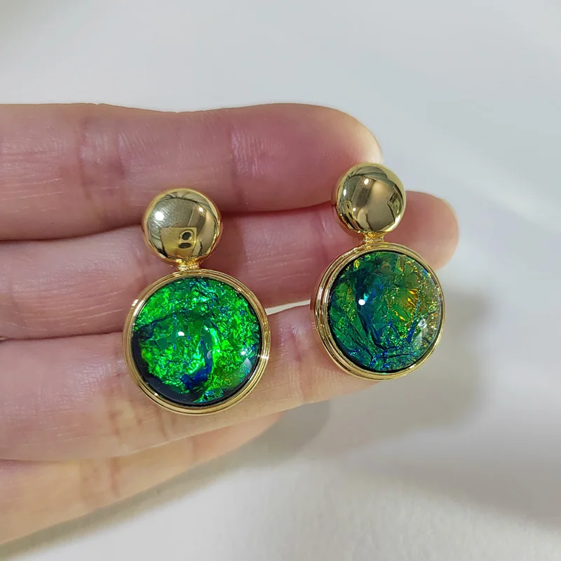 Элегантные зеленые серьги в стиле ретро для женщин ювелирные аксессуары