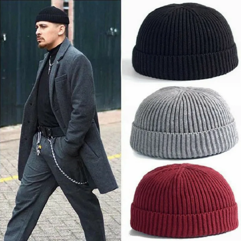 

Fashion Hip Hop Beanie Knitted hat Men Skullcap Women winter Warm Brimless Baggy Melon Cap Cuff Docker Fisherman Beanies Hats