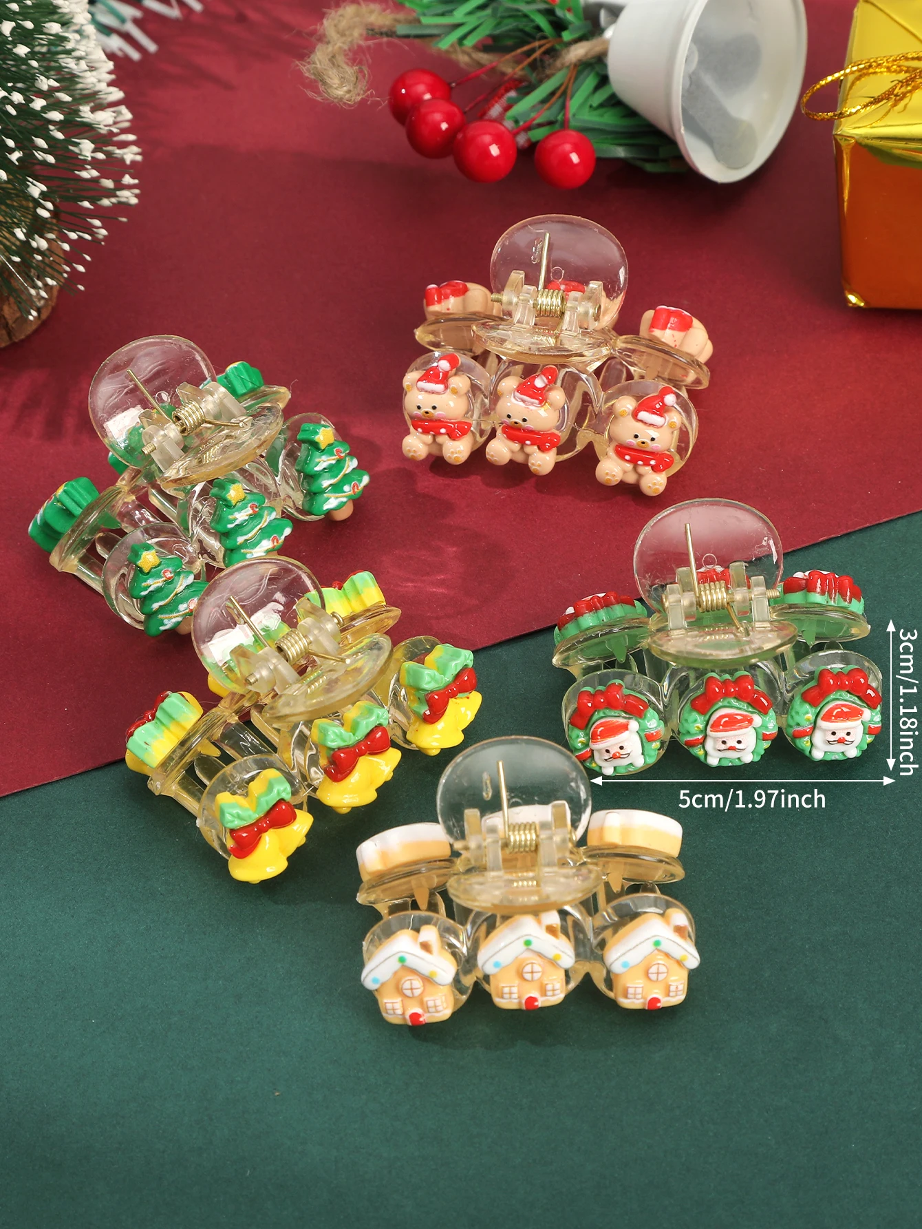 Рождественская елка коготь для волос мини-маленькая милая заколка в виде краба