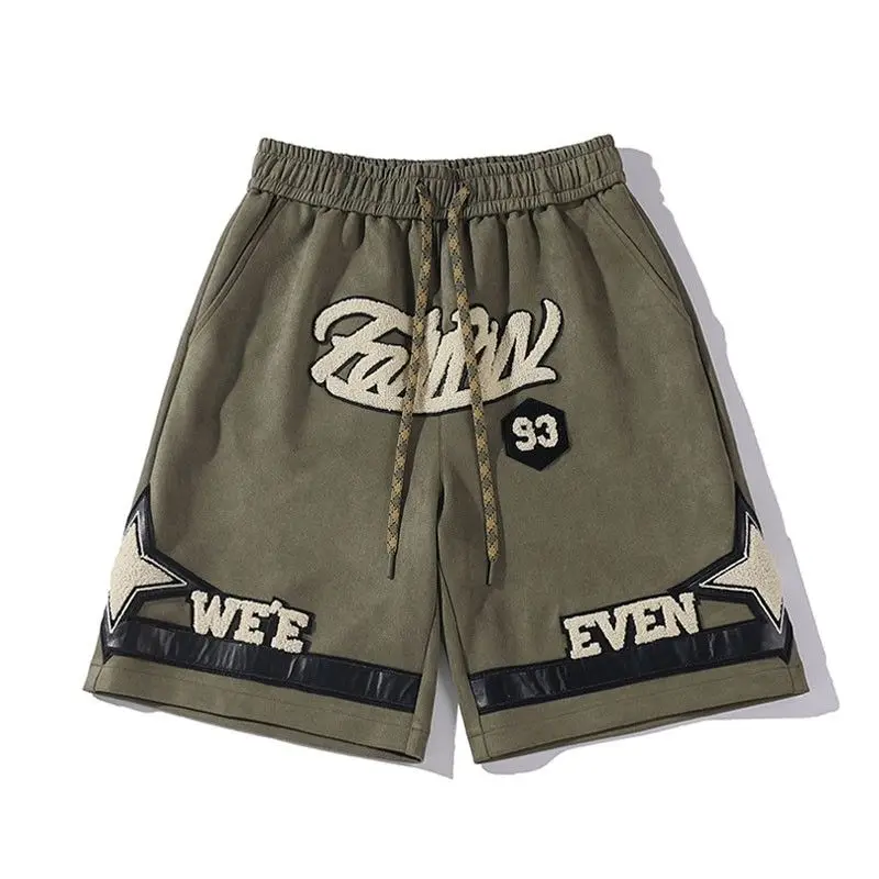 New Fashion Stars Towel Embroidery Baggy Men Short Pants Summer Y2K Clothes Streetwear Hip Hop Cotton Shorts Pantalon Homme