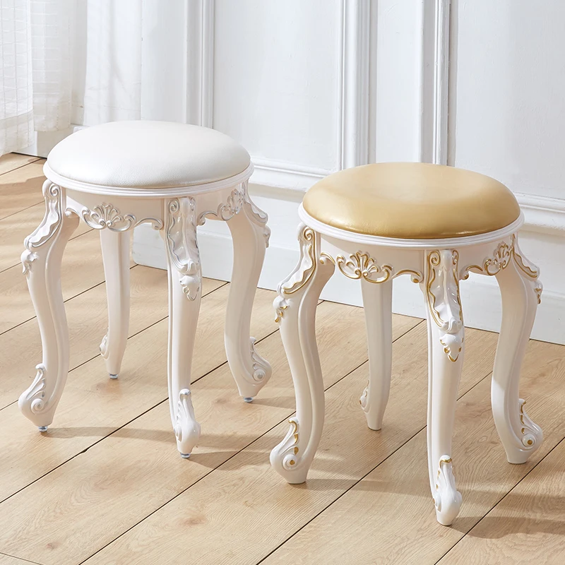 

Plastic Nordic Makeup Stool Round Adults Modern Dressing Vanity Chair Living Room Sillas Para Sala De Estar Nordic Furniture