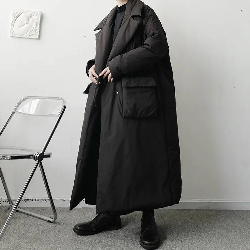 Winter Jacket Men Warm Fashion Black White Oversized Thickened Down Jacket Men Korean Loose Thick Long Coat Mens Parker Clothes