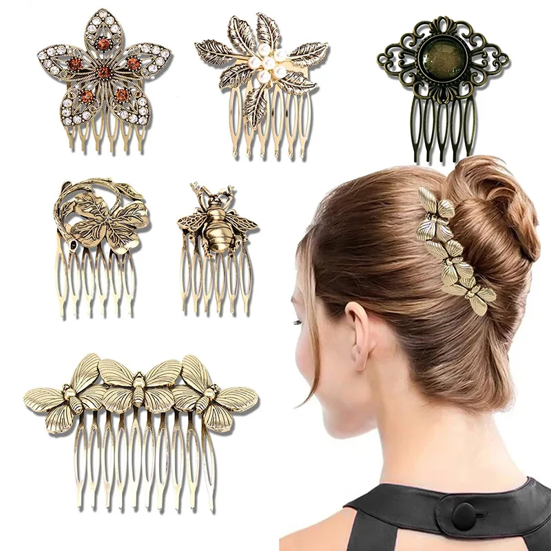 

Fashion Vintage Gold Color Hair Comb Crystal Pearl Flower Women Girls Hair Clip Hairpins Girls Hair Wedding Accessories H061