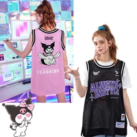 kuromi joint kawaii unifree sports vest with printed sleeveless loose hip hop street basketball clothes sanrio t shirt girl gift