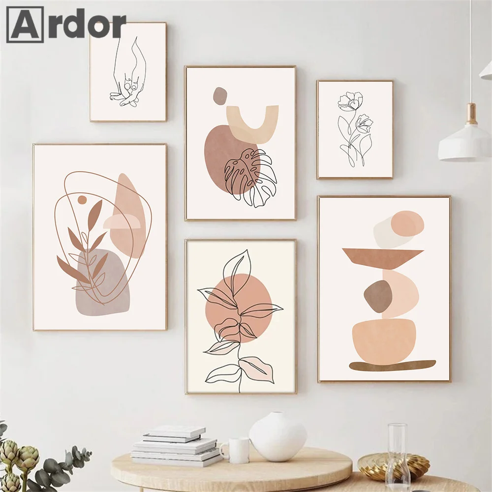 

Boho Plant Leaves Lines Flower Stone Butterfly Nordic Wall Art Canvas Painting Posters And Prints Picture Living Room Home Decor