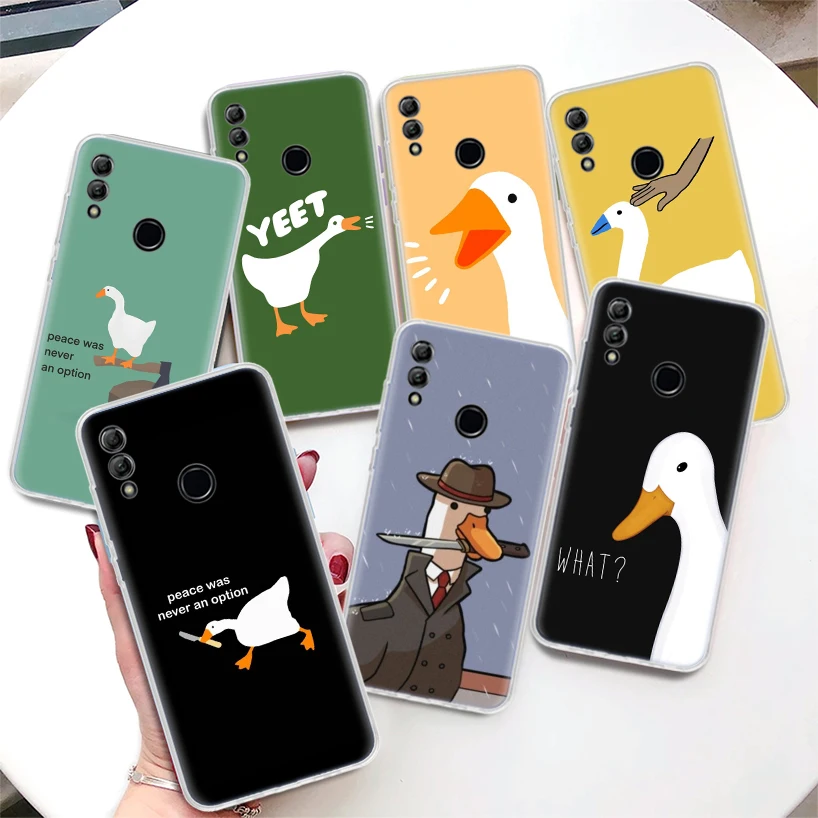 

Cartoon Cute Goose Game Coque Phone Case For Huawei Honor 8A 8S 8X 9X 10 Lite 9 20 Pro Y5 Y6 Y7 Y9S P Smart Z 2019 2021 Soft Cov