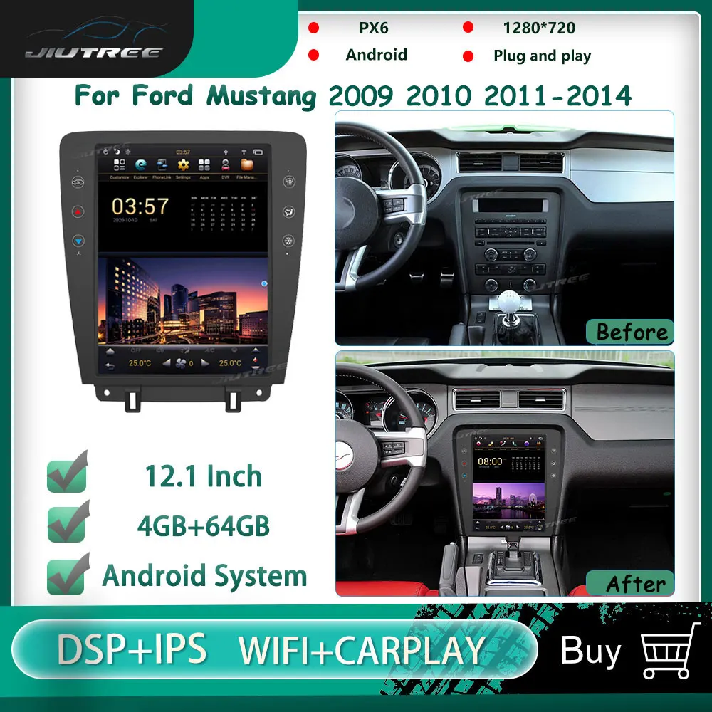 

Android PX6 For Ford Mustang 2009-2014 Car radio Vertical Screen Multimedia player Stereo GPS Navigation Head unit recorder