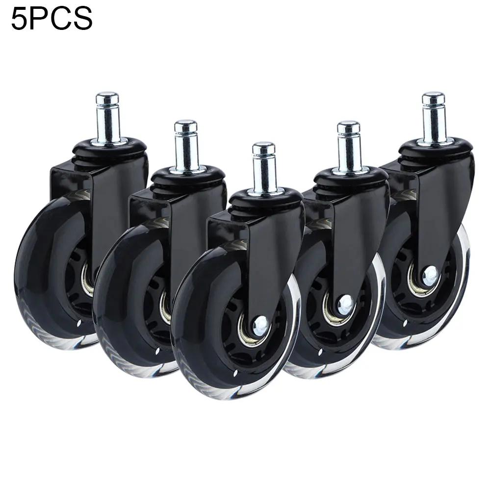 

5pcs PU Heavy Duty Black Office Chair Wheel For All Floors Silent Easy Install Home Replacement Universal Fit Floor Protecting