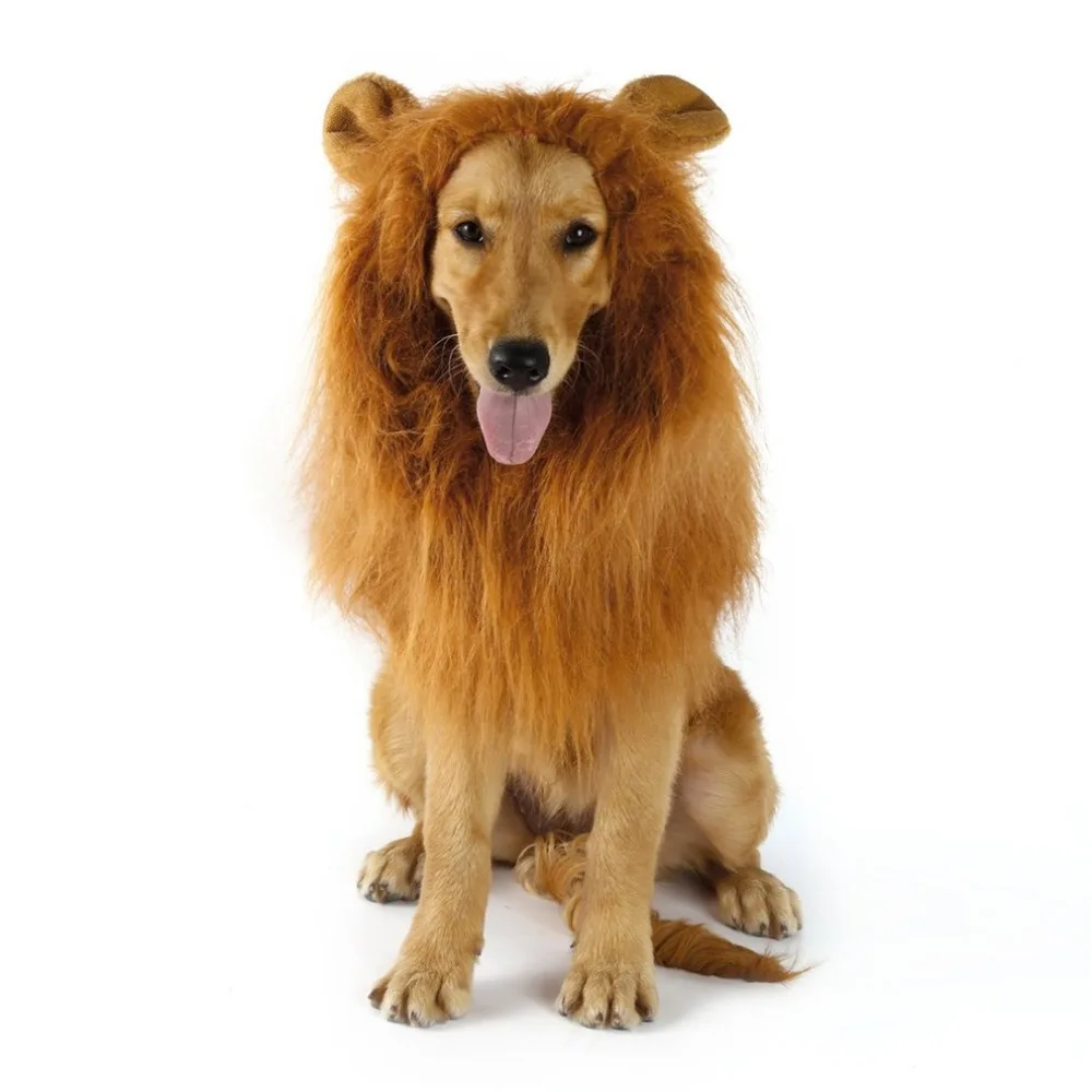 

Cute Pet Dog Cat Cosplay Clothes Transfiguration Costume Lion Mane Warm Wig Large Dog Party Decoration With Ear Pet Accessories