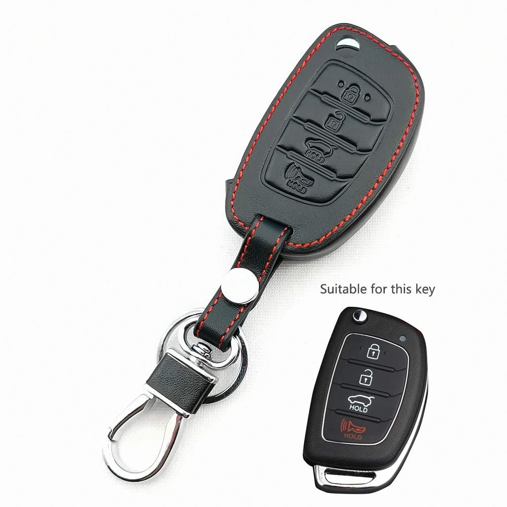 

Кожаный чехол для автомобильного ключа с 2/3/4 кнопками, женский брелок для Hyundai Elantra I10 I20 I30 HB20 IX25 IX35 IX45 Santa Fe New Verna