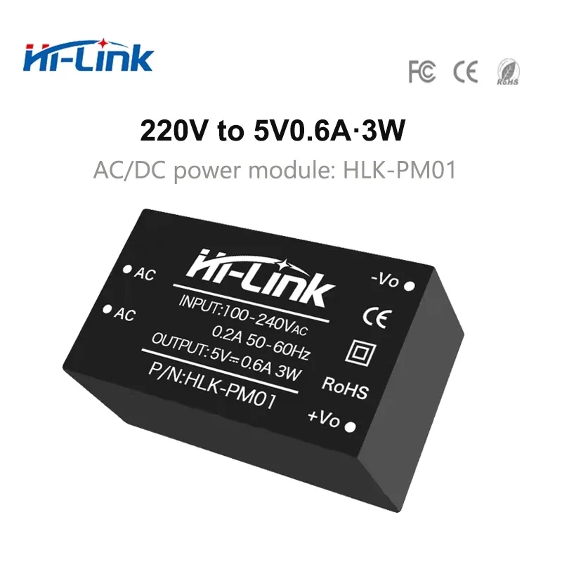 Hot Sale HLK-PM01 AC/DC 220V to 5V/3W Mini Power Supply Module for Intelligent Household Switch Power Module pm01