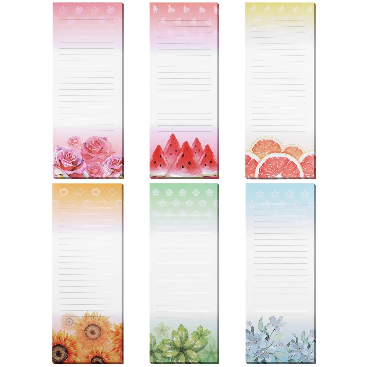 

6PCS Magnetic Notepads Elegant Self-stick Creative Message Note for Grocery Shooping