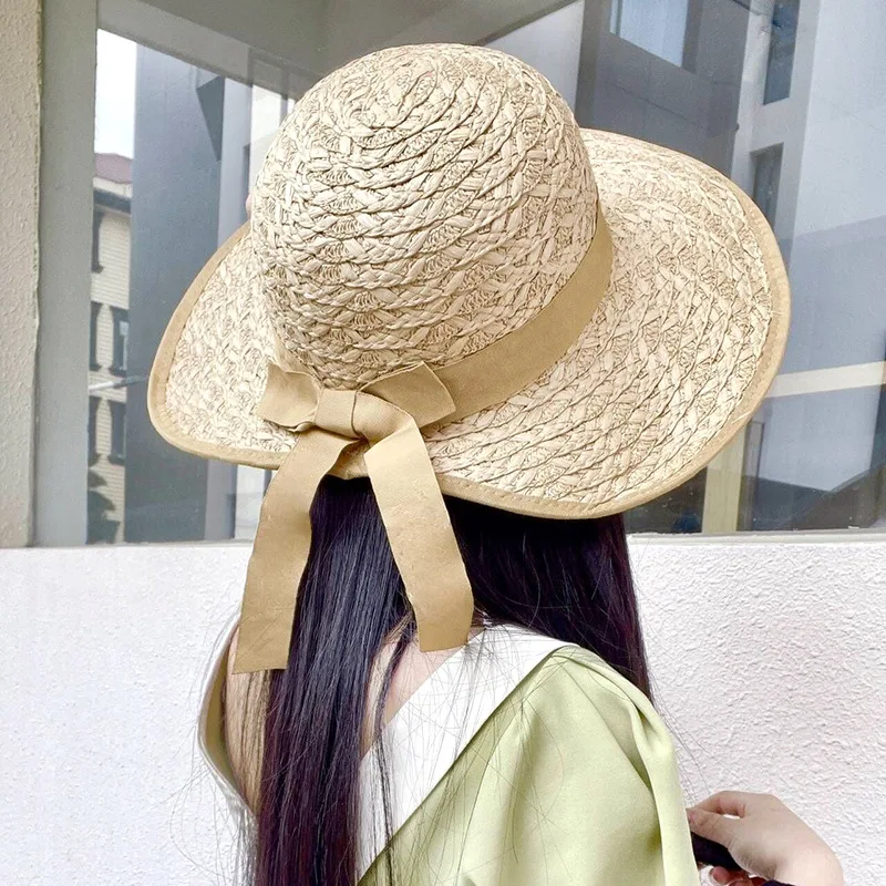 

Шляпа женская Соломенная с бантом и лентой, для пляжа