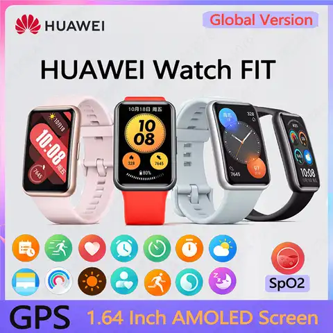 Смарт-часы HUAWEI Watch FIT, GPS, 1,64 дюйма, AMOLED, 10 дней автономной работы, GPS, 24 часа, элегантный, матовый, белый