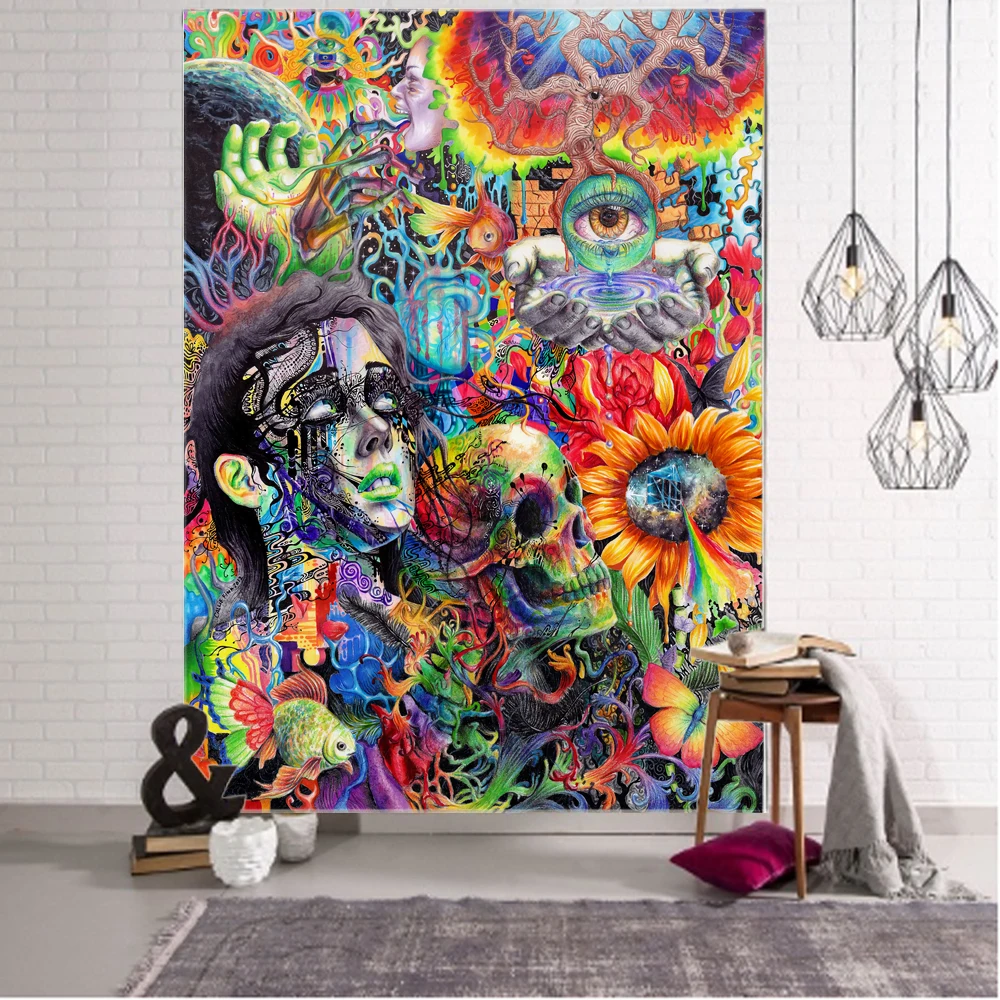 

Домашний декор, украшения для спальни, гобелены, красочные психоделические гобелены в стиле бохо, мандала, настенные гобелены в стиле бохо