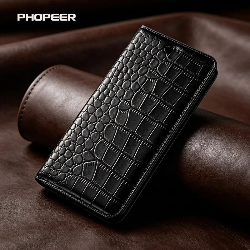 Фото Роскошный чехол из натуральной кожи для OPPO K12 11 10 9 7 5 3 X Plus Pro Vigor с текстурой под крокодила, чехол-кошелек для телефона №2