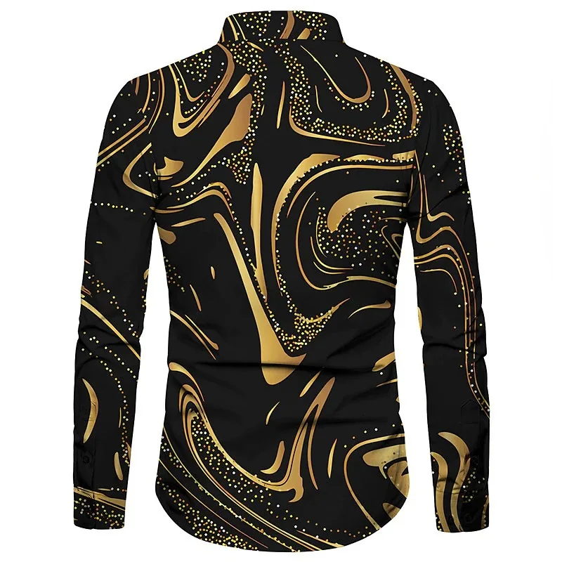Mens Printed Long Sleeve Shirts Casual Cardigan New Button Holiday Fashion Shirts