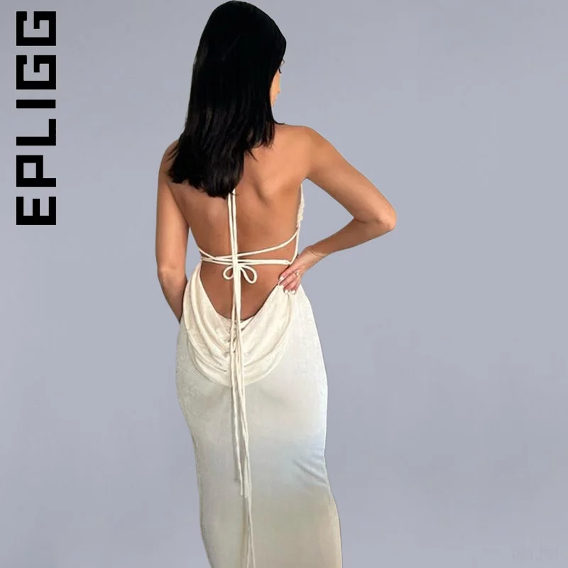 

Платье Epligg женское вечернее с длинными бретельвечерние, элегантный простой халат в стиле Харадзюку, женское платье