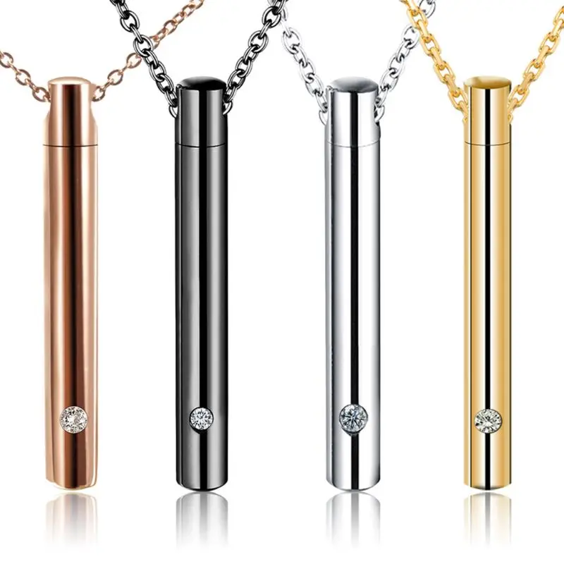 

Holder Cremation Cylinder Urns Stainless Jewelry Memorial Keepsake Pet Memorial Ash Steel Necklace Pendant Container