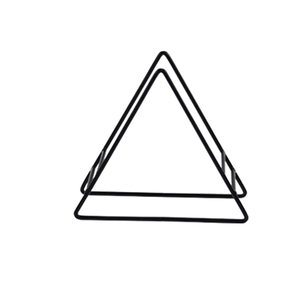

Coaster Holder Stand Rack Display Plate Iron Dish Metal Storage Coasters Holders Triangle Kitchen Drink Round Black Support