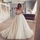 Элегантное кружевное длинное свадебное платье трапециевидной формы с цветочным рисунком, открытыми плечами, свадебное платье принцессы, платье в стиле oho