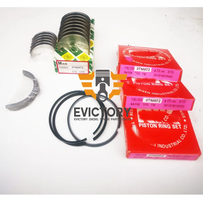 Запчасти для двигателя YANMAR 3TNM72 поршневое кольцо прокладка подшипник +
