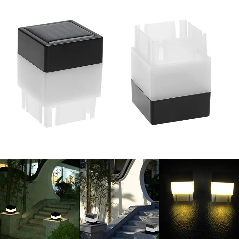 Square Waterproof LED Solar Light Fence Post Pool Garden Lamp Outdoor Light Lamp Decoration for Patio Stair Garden Yard Fence