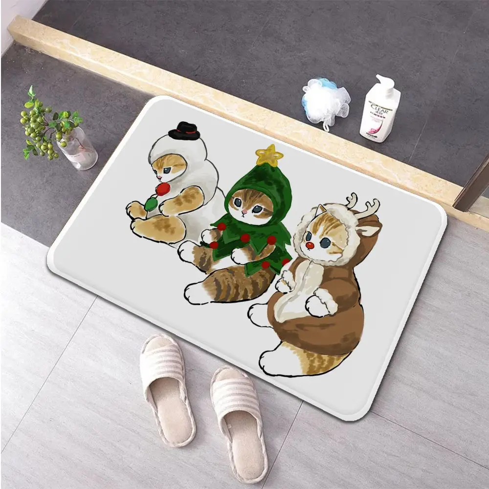 

Cute Cat Print Crystal Velvet Carpet Living Room Sofa Coffee Table Mat Bathroom Entrance Doormat Pet Cat Rug Home Decoration