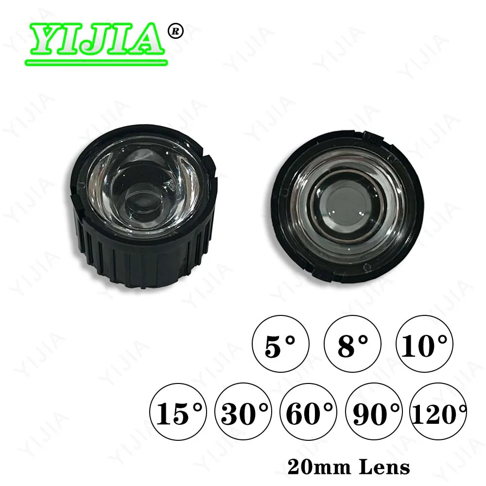 Светодиодная линза 1 Вт 3 5 оптическая плоская прозрачная из ПММА 20 мм 10 15 30 45 60 90 120