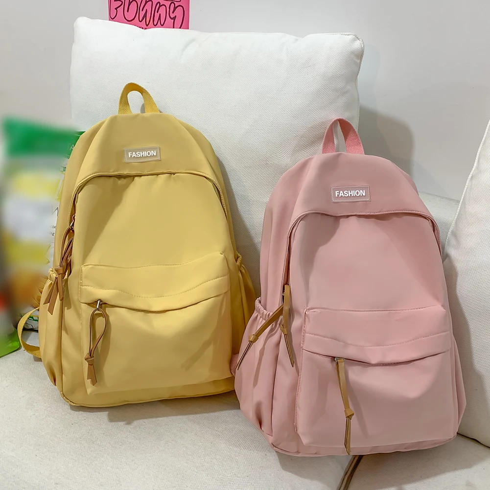

Nylon Handbags Casual Candy Color Student Backpack Large Capacity Fashion Backpack Soft for Office Travel School Korean BackPack