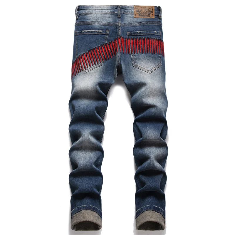 Men's Jeans Retro Slim Fit Denim Pants Bicycle Stretch High Quality Men's Straight Tube Casual Designer Brand Street Apparel