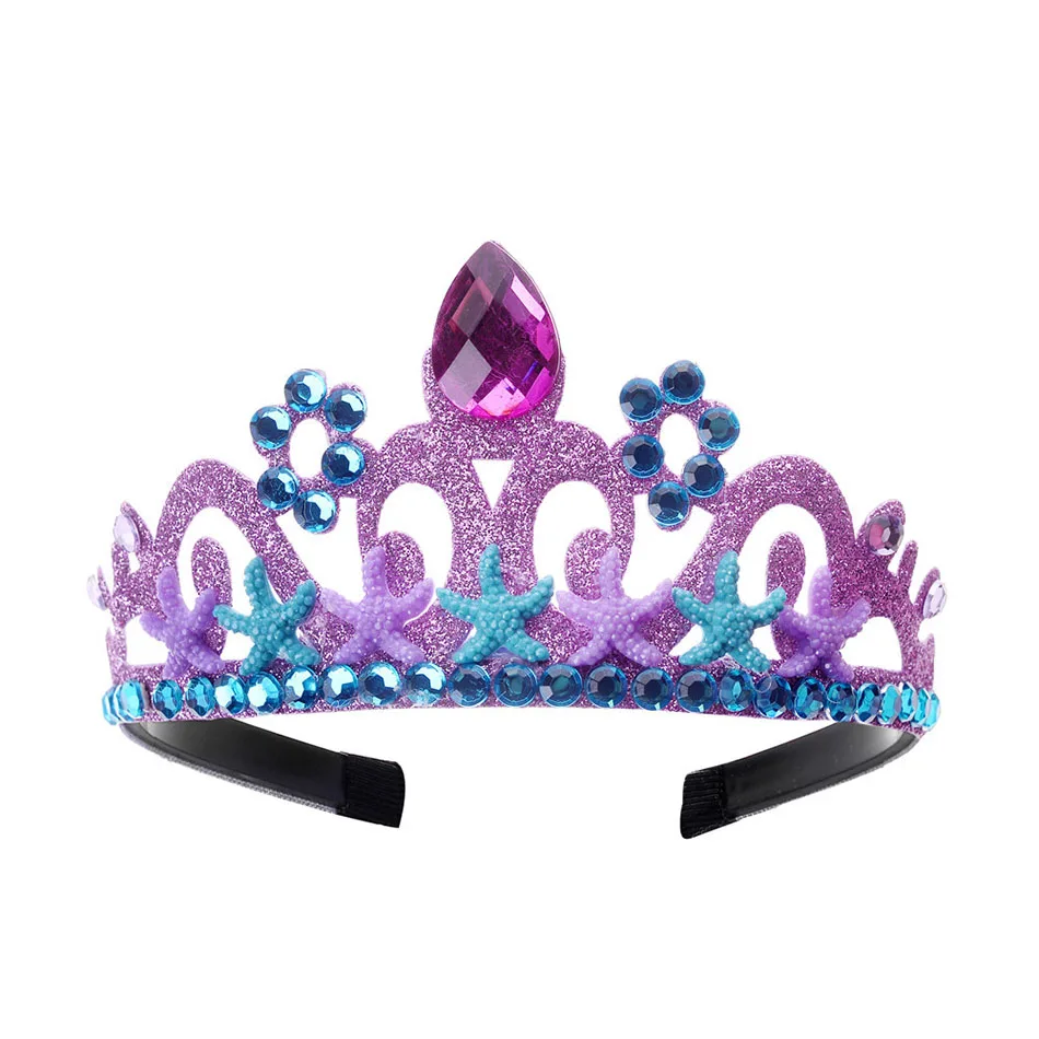 

Princess Hair Accessories Girls Little Mermaid Headband Ocean Starfish Crown Party Hairbands Children Birthday Cosplay Dress Up