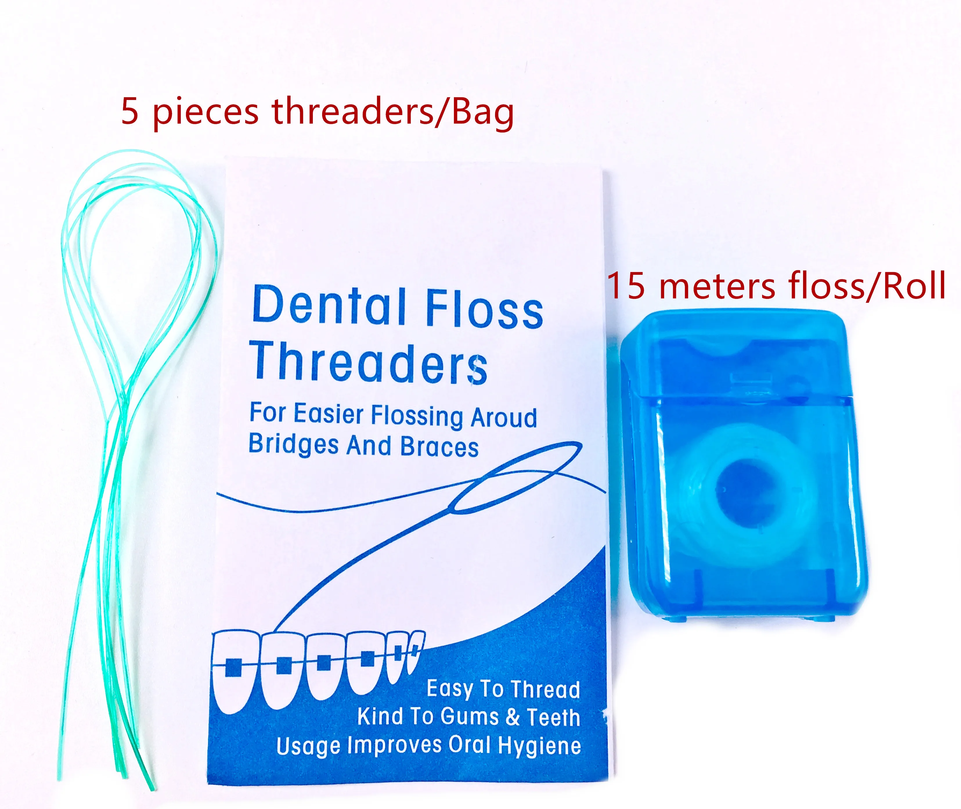 

3Kits Dental Floss 5 Threaders 4.5M Flosser Flossing Brackets Braces Bridges Oral Hygiene Orthodontic Retainer Cleaner Materials