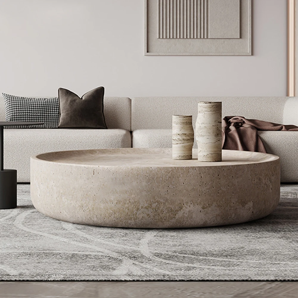 

Italy Marble round Coffee Table Living Room Decor Natural Marble center tea Table Travertine Table for living