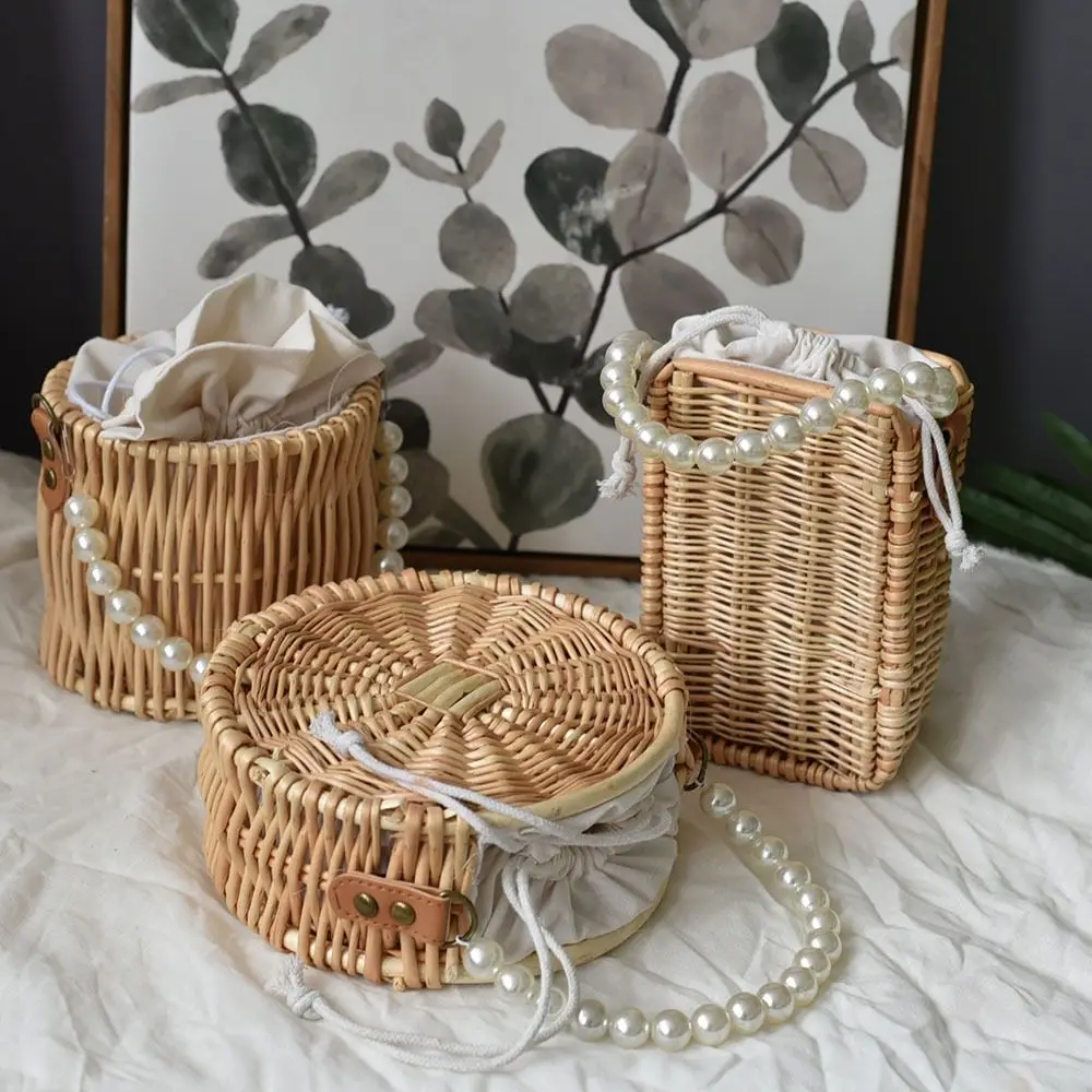 

Retro Rattan Children's Portable Baby Basket Flower Arrangement Green Plants Fruit Shopping Basket Picnic Wedding Flower Basket