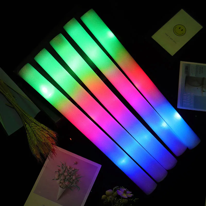 

20pcs Light-Up LED Colorful Foam Sticks Sponge Glowsticks Batons Rally Rave Glow Wands Flashing Light Stick Party Cheer Supplies