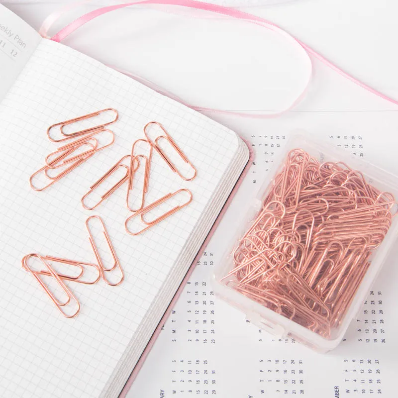 

120 Pcs/Box Stationery Binder Clip Rose Gold Multi Purpose Journal Note Decoration Bookmark Paper Clips Office School Supplies