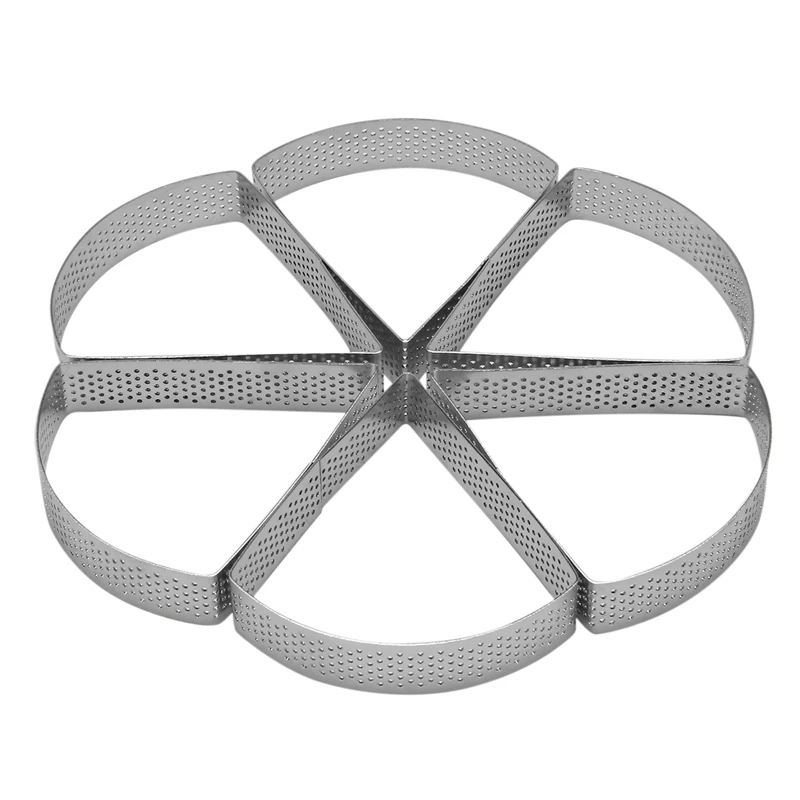 

Set Of 6 Fan Shaped Perforated Tart Ring, Stainless Steel Mousse Ring, DIY French Dessert Pizza Cheese Mousse Mold