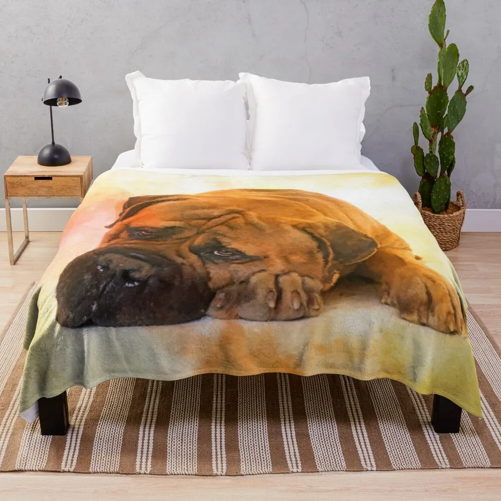 

Bullmastiff dog Throw Blanket Personalized Gift Fur Blankets