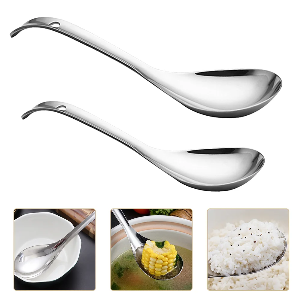 

Rice Spoon Spoons Stainless Steel Ladle Soup Paddle Large Small Serving Dinner Metal Cooker Kitchen Buffet Sushi Shovelutensils