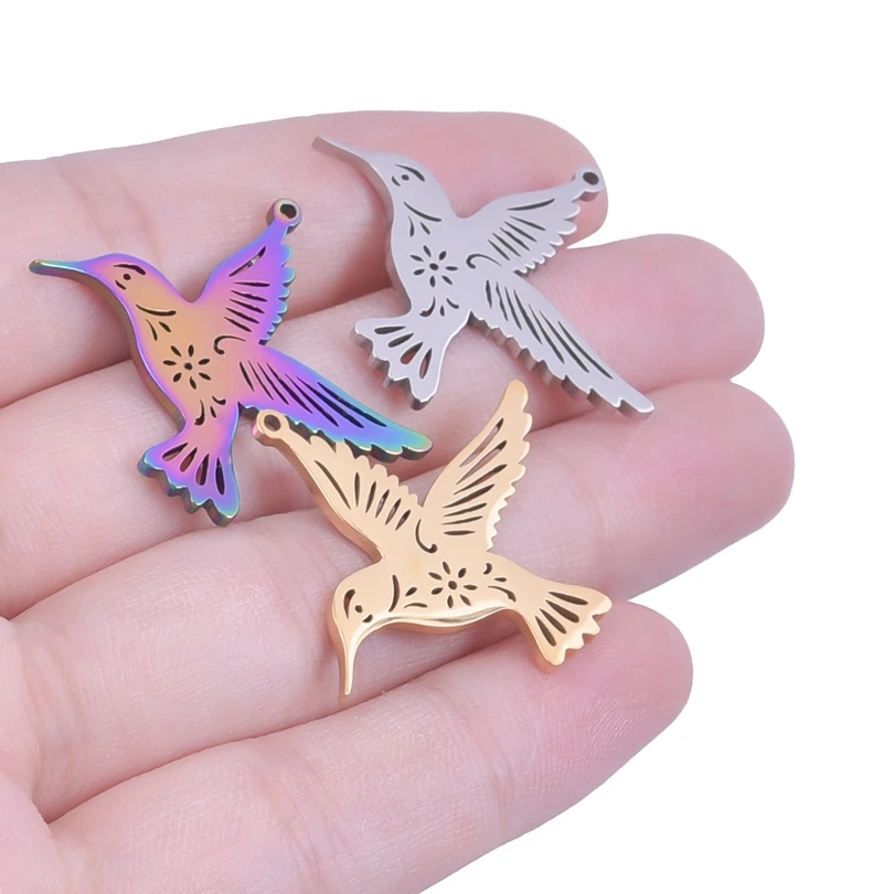 

6pcs Stainless Steel Hummingbird Charm for Jewelry Making Animal Bird Bulk Pendant Earrings Necklace Accessories Diy Supplies