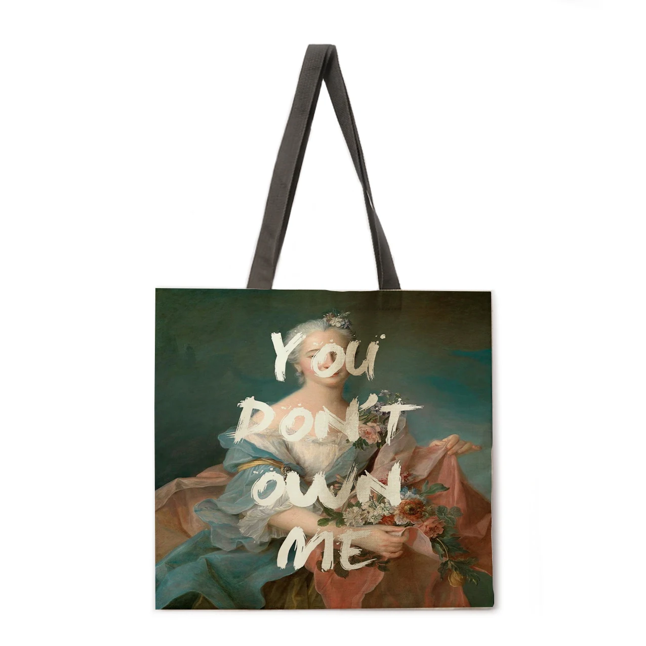 

Women's girl leisure portable fashion handbag attack giant print design shoulder bag ecological linen day manual handbag