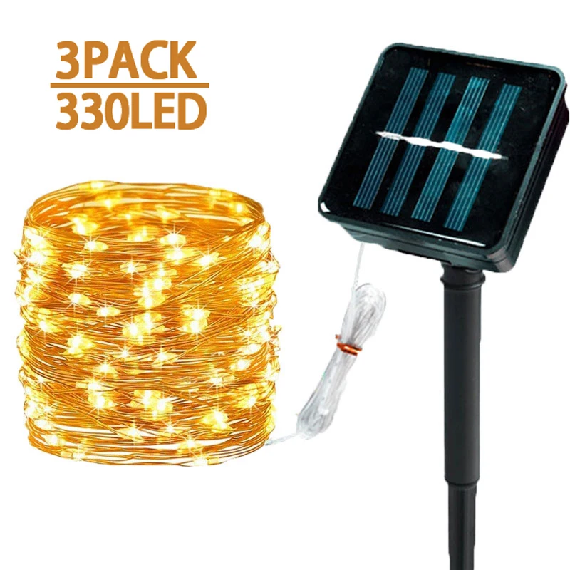 

Светодиодная уличная гирлянда на солнечной батарее, водонепроницаемая садовая Рождественская лампа-лента для праздников и вечеринок, 7 м, 12 м, 22 м