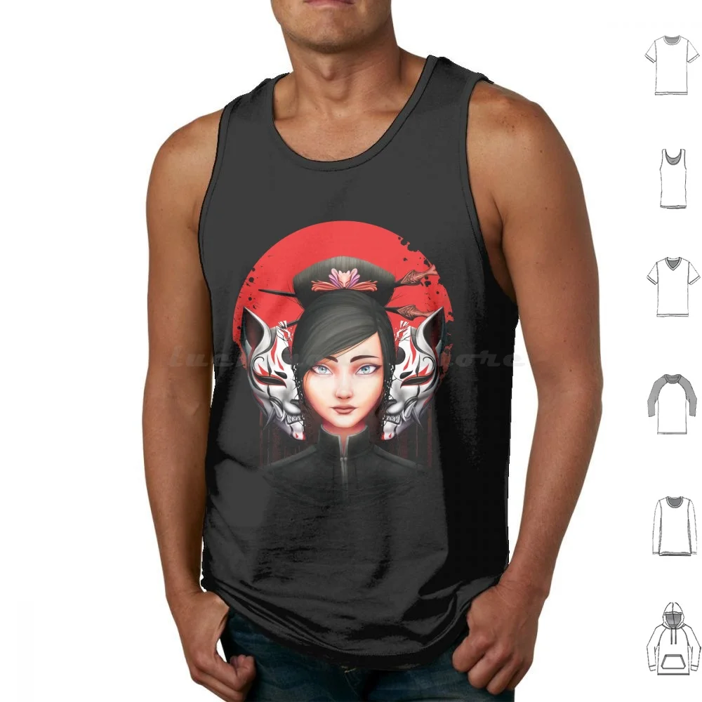 

Modern Mask Tank Tops Vest Sleeveless Japan Japanese Japanese Modern Demon Fox Fox Fox Anime Manga Anime Style Demon Demon Red