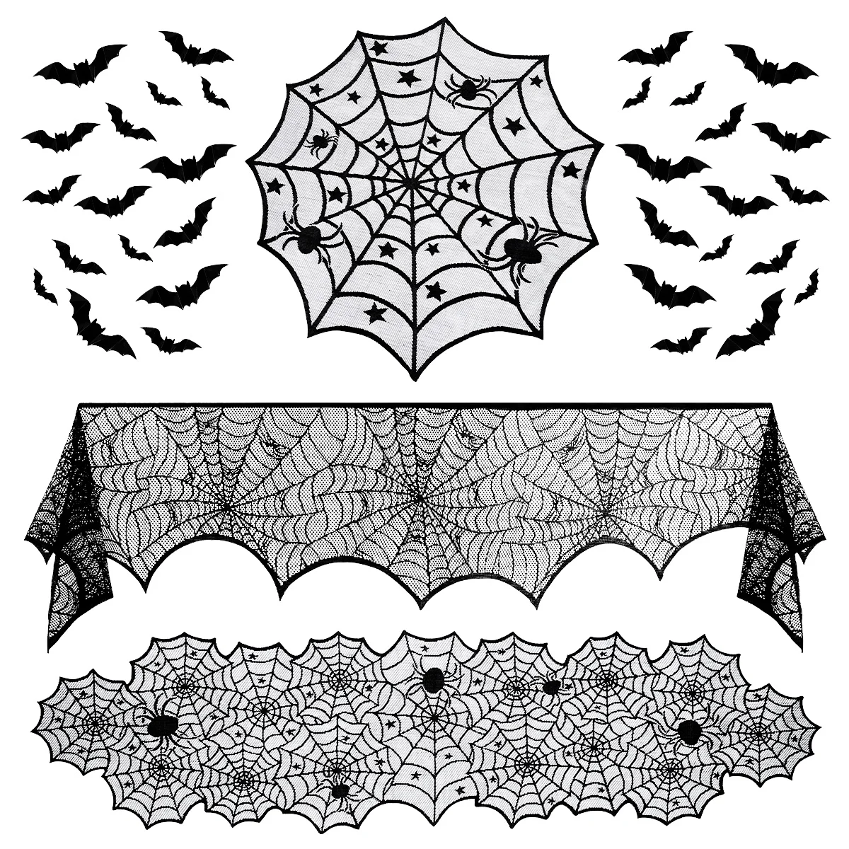 

Table Runner Lace Spider Blackfireplace Spiderweb Cloth Web Mantle Decoration Scarf