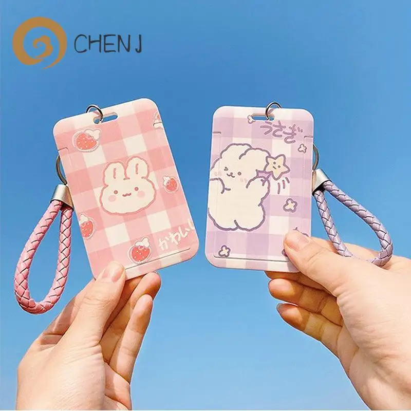

Business Card Holder Cute Cartoon ID Card Student Campus Badge Bus Card with Lanyard Keychain Pass Cover Holder